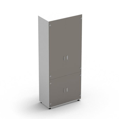 Armoire Rio H.197,3 x L. 80 x P. 42,6 cm corps blanc neige 4 portes battantes verre maill gris - quipe de 4 tablettes