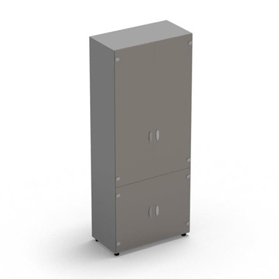 Armoire Rio H.197,3 x L. 80 x P. 42,6 cm corps gris aluminium 4 portes battantes verre maill gris - quipe de 4 tablettes