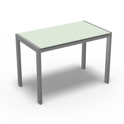Retour indpendant Rio sur plots L. 106 x P. 60 cm verre maill blanc pitement finition gris aluminium