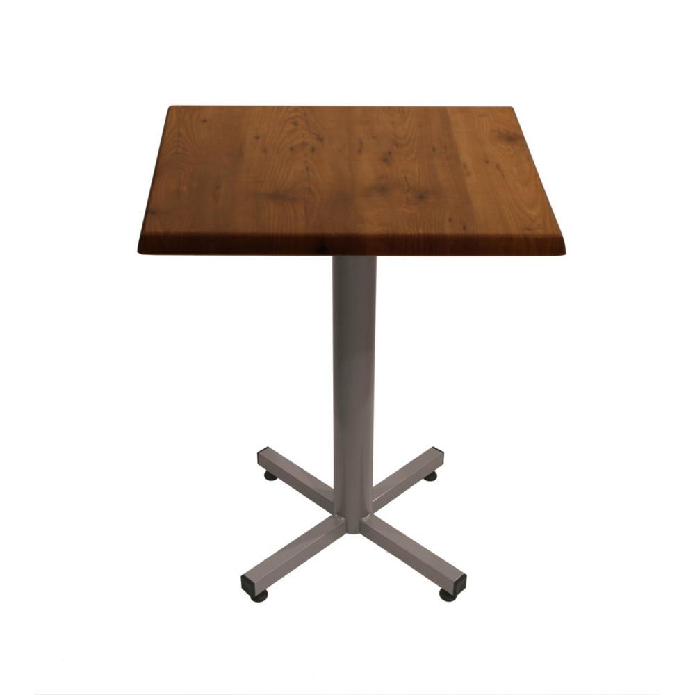 Table Brown plateau carr� 70x70cm Colorado - Pied central Aluminium