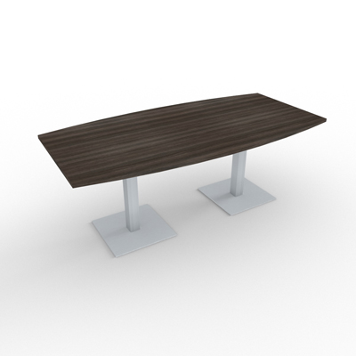 Table de runion tonneau gamme RIO - 200 x 100 cm - chne royal - 2 pieds centraux gris aluminium