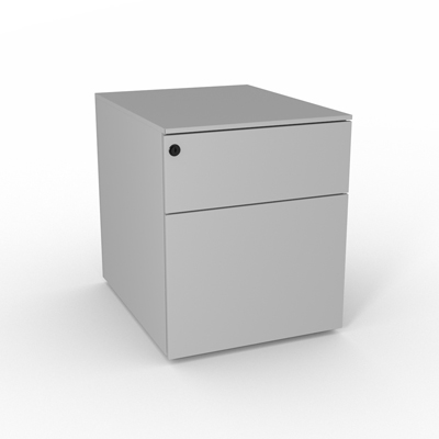 Caisson mobile mtallique 2 tiroirs - top mtal - finition gris aluminium