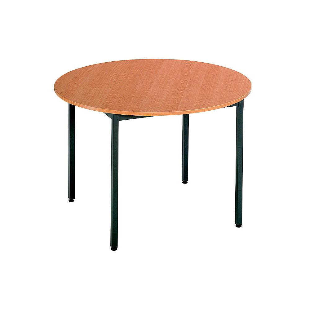 Table Dclic ronde - Oslash - 110 cm - plateau htre - pied gris fonc