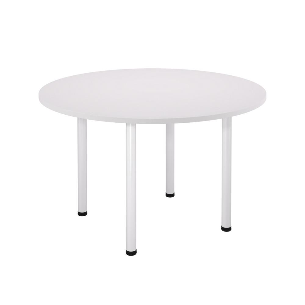 Table Modulaire ronde - pied tubulaire blanc - plateau blanc