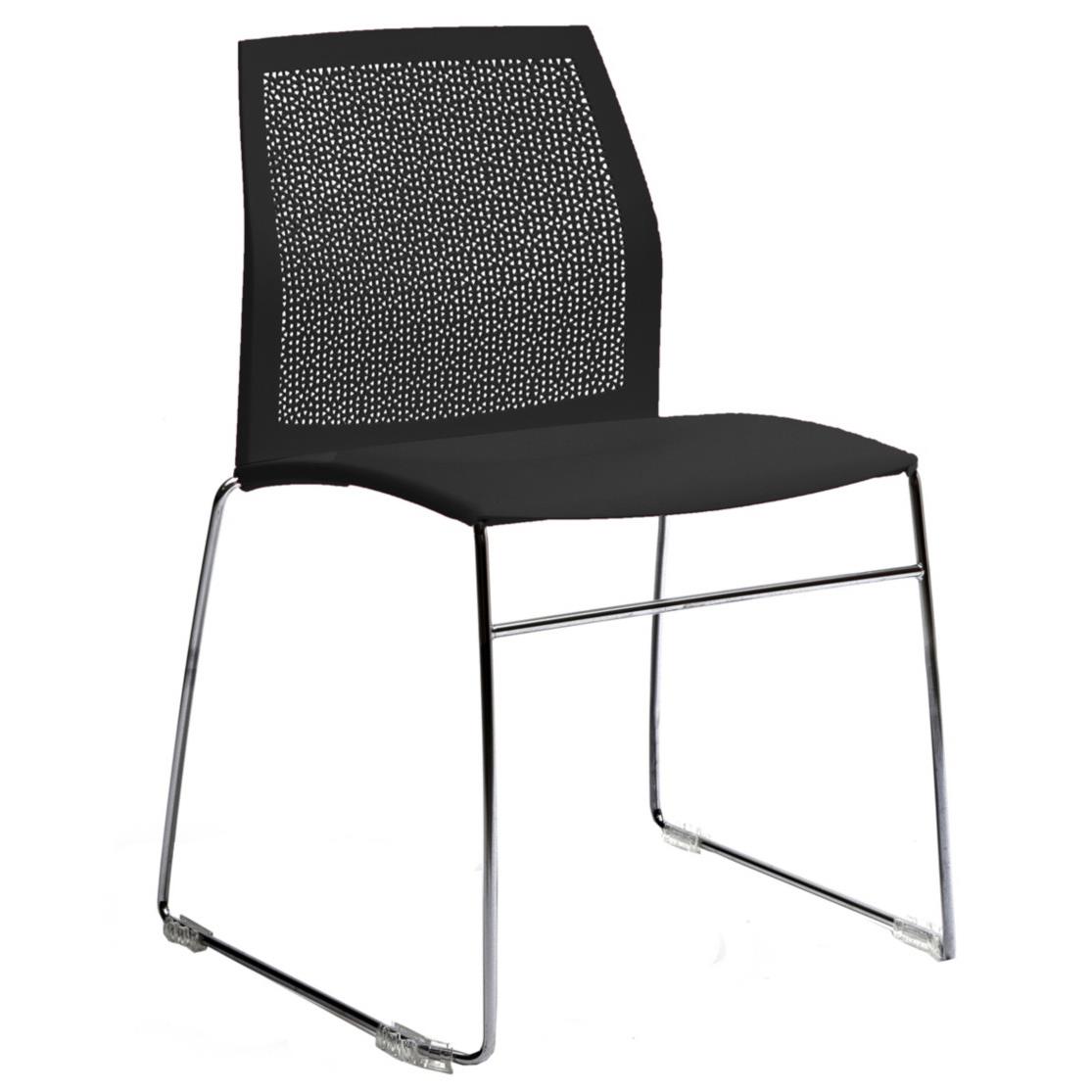 Chaise de r�union & visiteur Noia - Pi�tement Filo chrome - polypropyl�ne - Noir