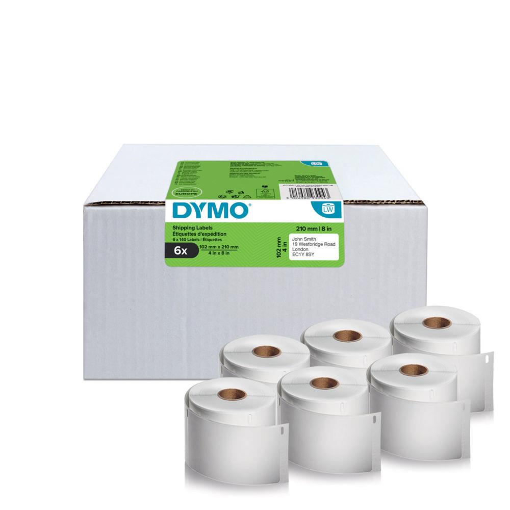 tiquettes Dymo LabelWriter 4XL / 5XL extra larges blanches autocollantes prdcoupes -102 x 210 mm pour colis DHL - Modle 2177565 - Lot de 6 rouleaux de 140 tiquettes