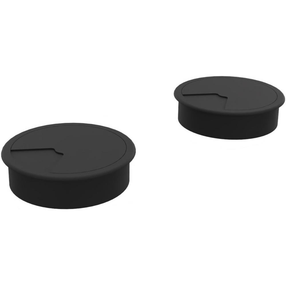 Obturateur passe-cbles 80 mm pour bureau - Noir - Lot de 2
