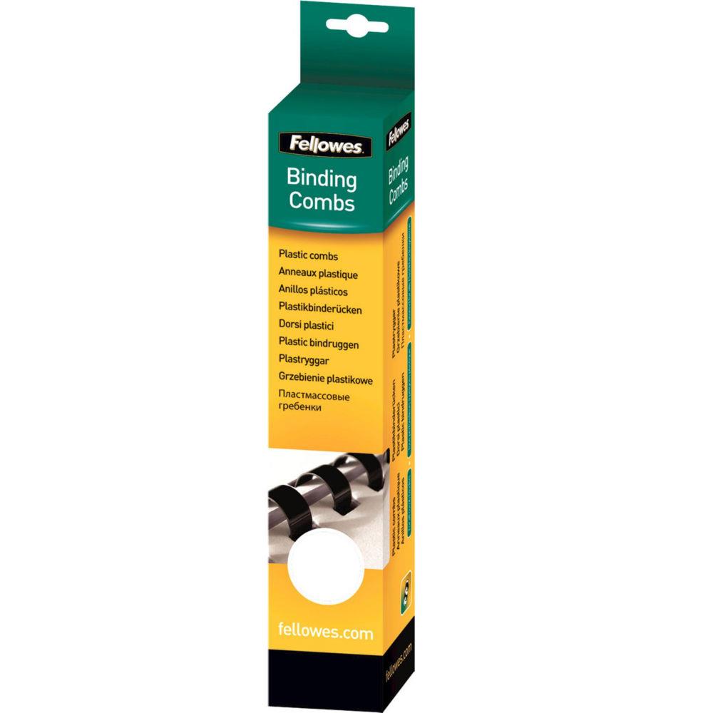 Baguette de reliure -Fellowes - plastique -  anneaux 14 mm Blanc - Bote de 25