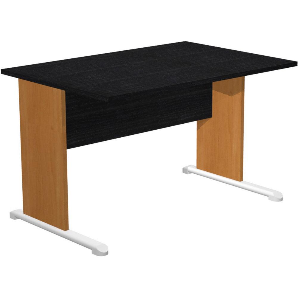 Bureau droit Pronto - L.120 x P.80 cm - plateau noir - pieds L aulne