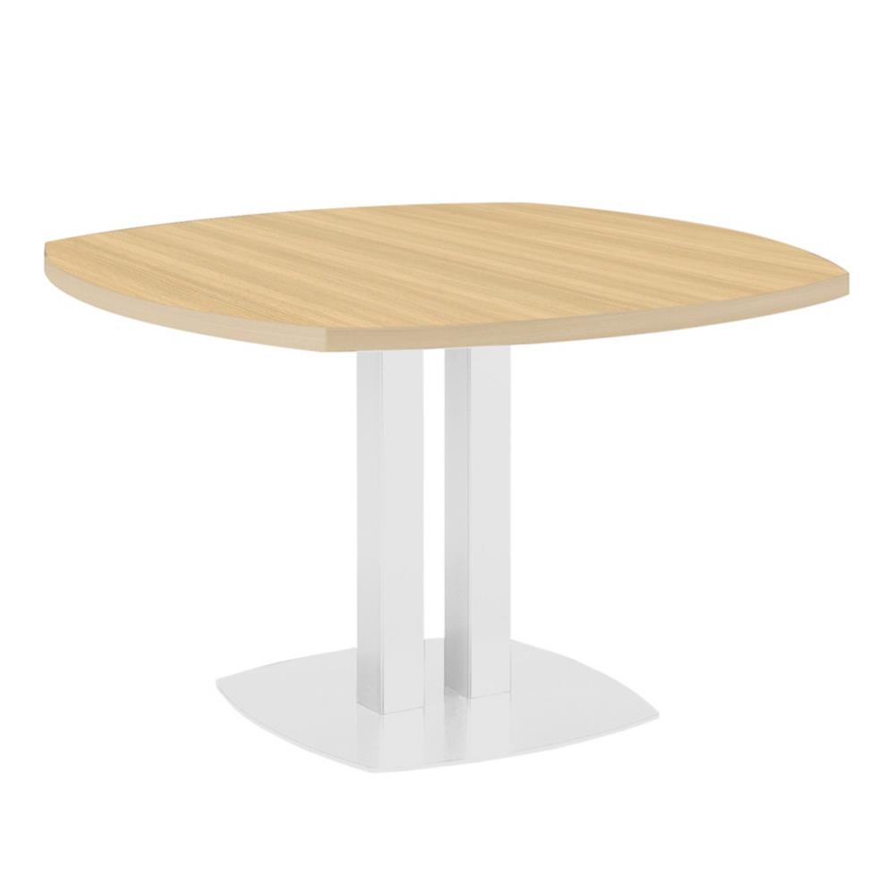 Table de runion Nexus o 115 cm  plateau Chne, double pitement Blanc