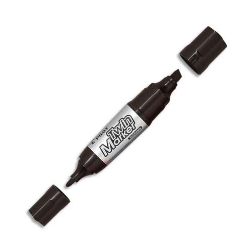 Marqueur Pilot Begreen Twin Marker Jumbo - 2 pointes : 1 conique 3mm et 1 biseaute 10 mm - noir