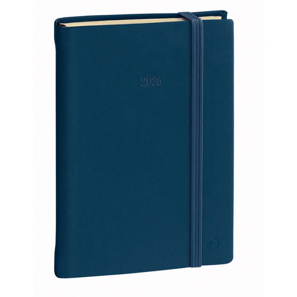 Agenda de poche semainier affaires Fas Silk - 10 x 15 cm -  fermeture lastique - bleu marine
