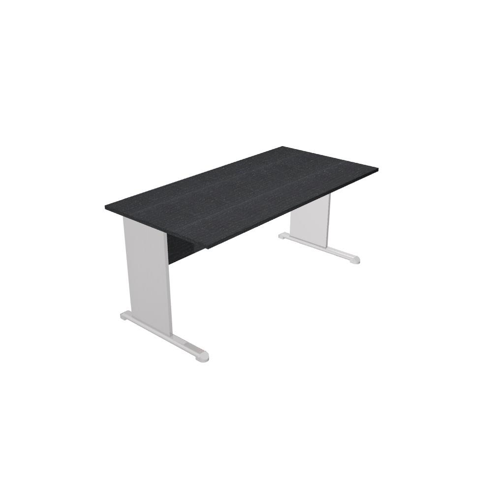 Bureau droit Pulse Bois - L80 x P80 cm - Plateau Noir - Pieds L Aluminium