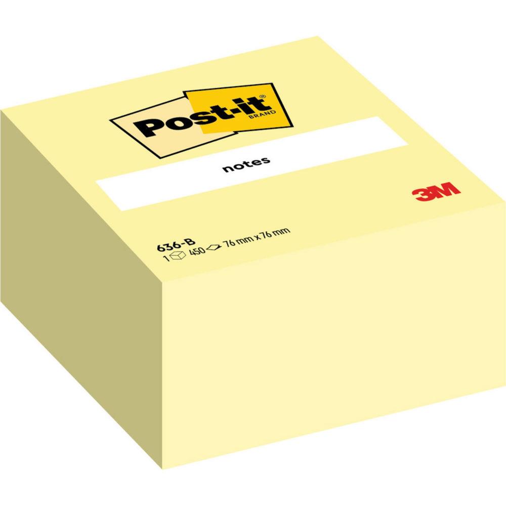Cube Post-it - 76 x 76 mm - 450 feuilles - jaune