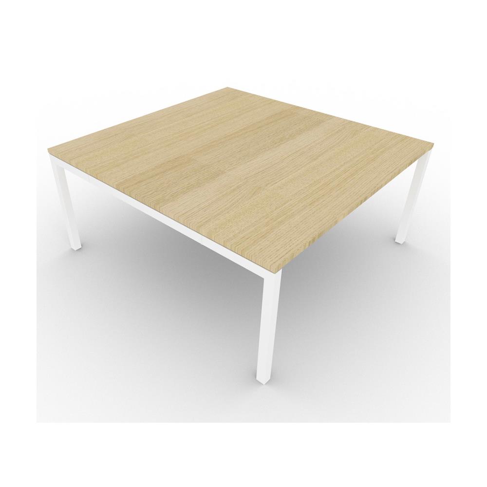 Table de runion plateau carr - gamme Fenix - L120 x P120 x H72 cm - plateau chne - pieds blancs