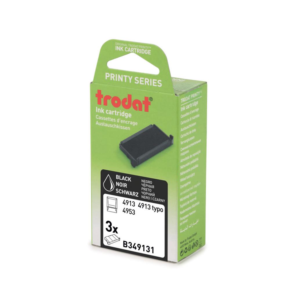Cassette d'encre Trodat de rechange pour tampon Printy 4913 - Lot de 3 - Noir