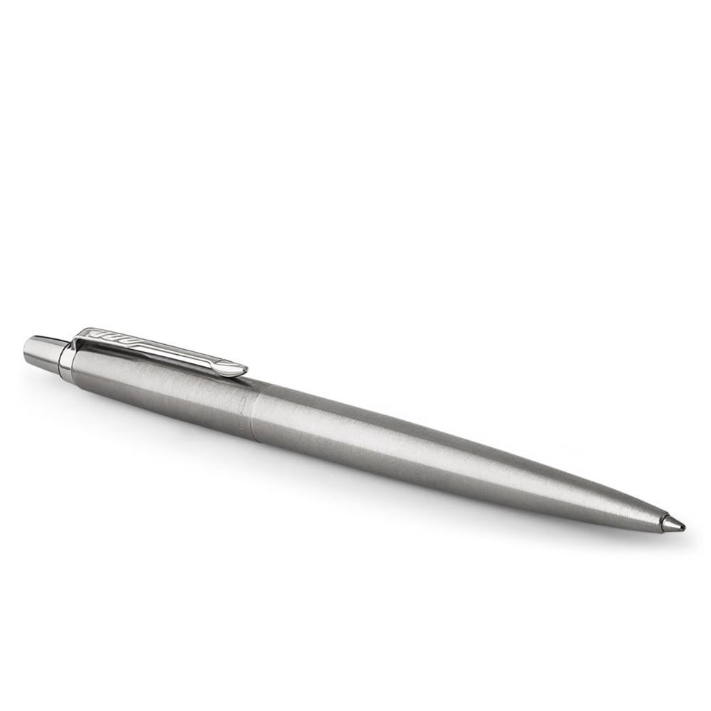 Stylo bille rtractable Parker Jotter pointe moyenne corps acier chrom - encre bleue