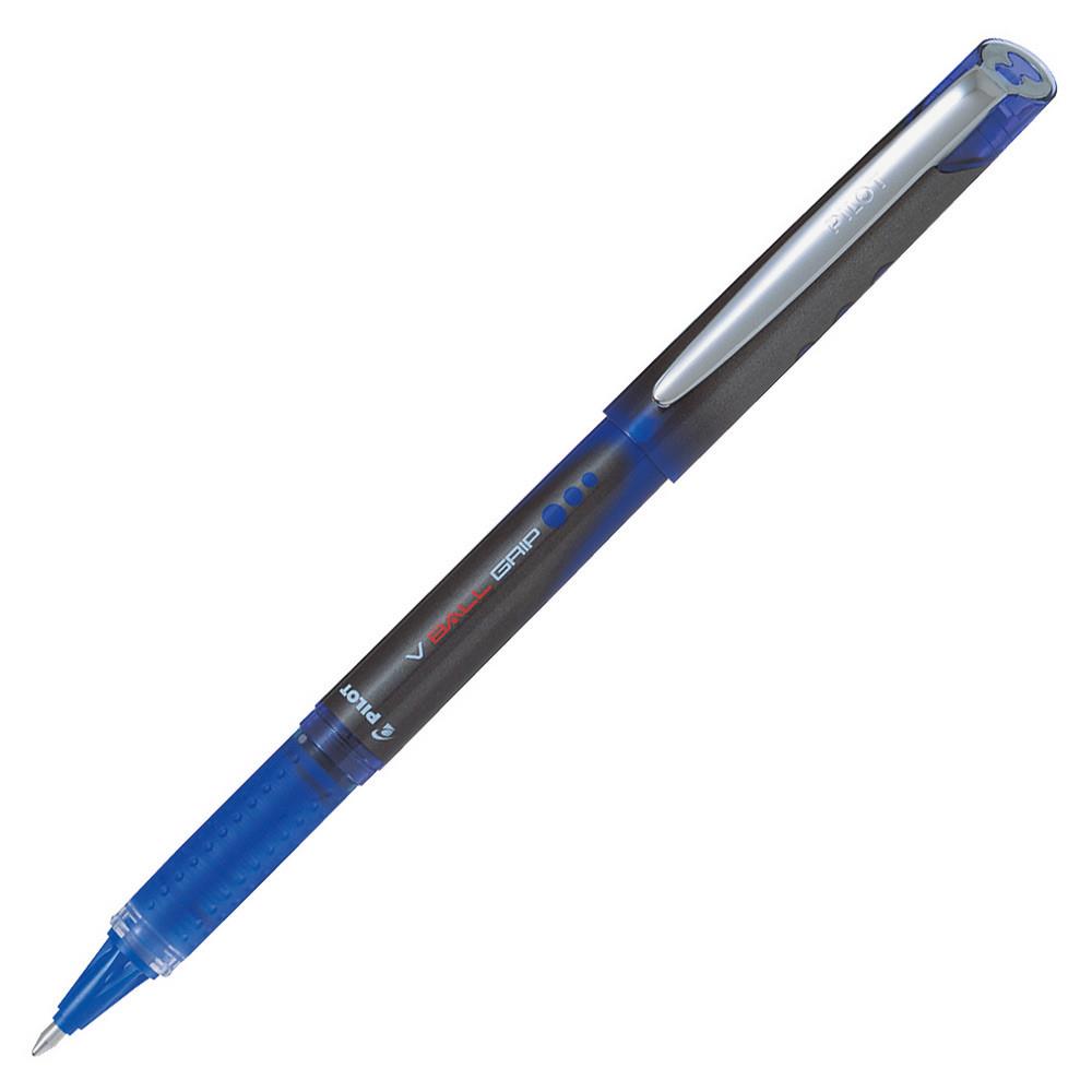 Stylo roller Pilot V-Ball Grip - pointe mtal - 1 mm - encre liquide bleue + rgulateur de dbit