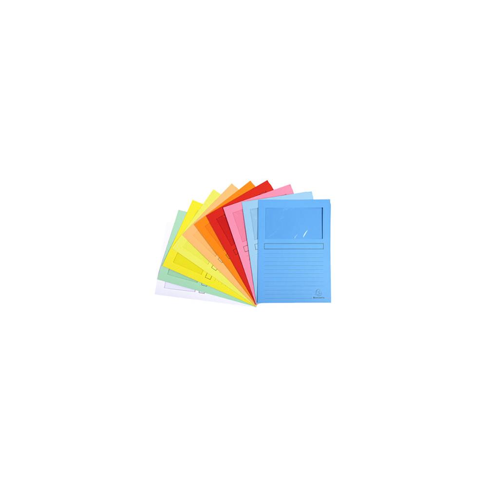 Pochettes coins Exacompta Super - en carte 160g - avec fentre - coloris assortis 10 couleurs - paquet de 100