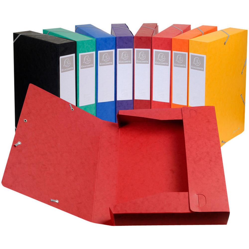 Chemise de classement Exacompta Cartobox A4 dos 60mm en carte lustre Assorties - Lot de 10