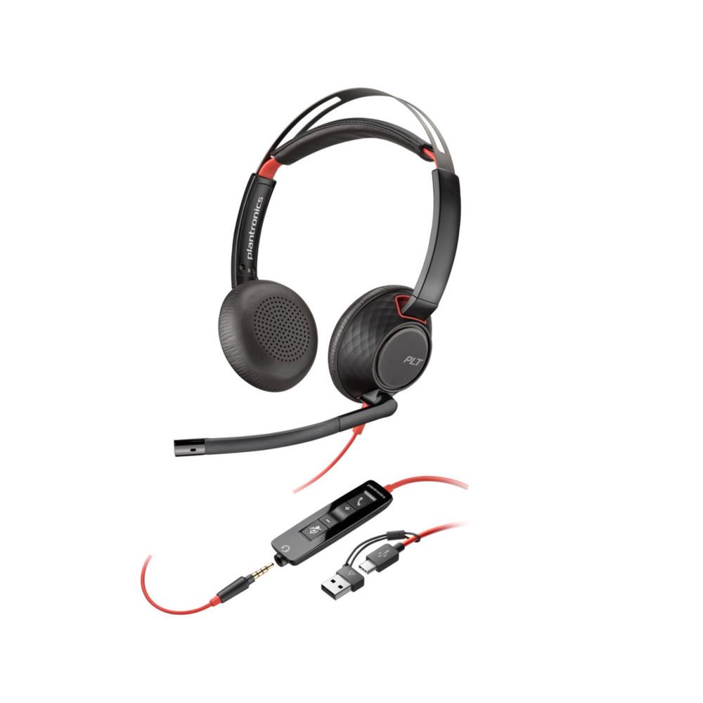 Micro-casque Blackwire Poly 5220 MS filaire St�r�o USB-C/A + connexion Jack 3,5 mm
