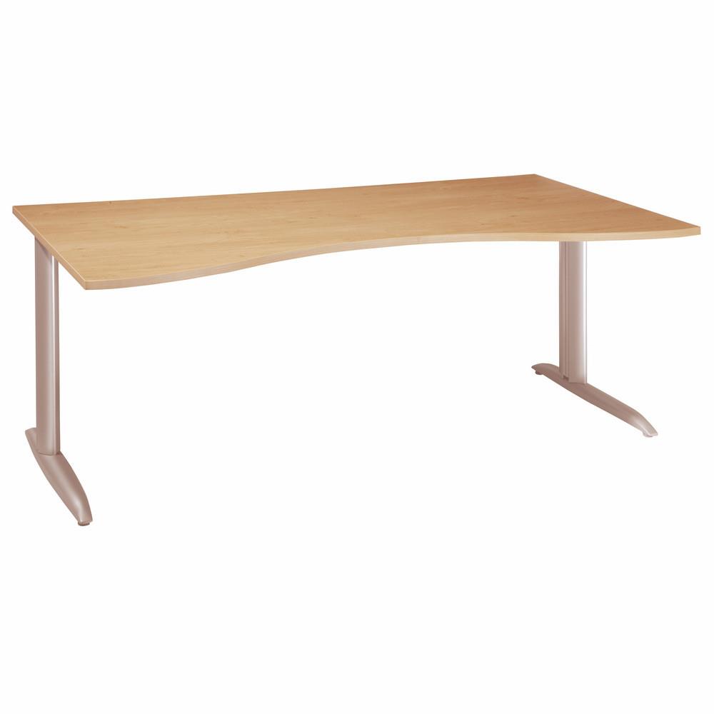 Bureau direction Tempo - L 180 x P 90 cm - plateau h�tre - pieds L aluminium
