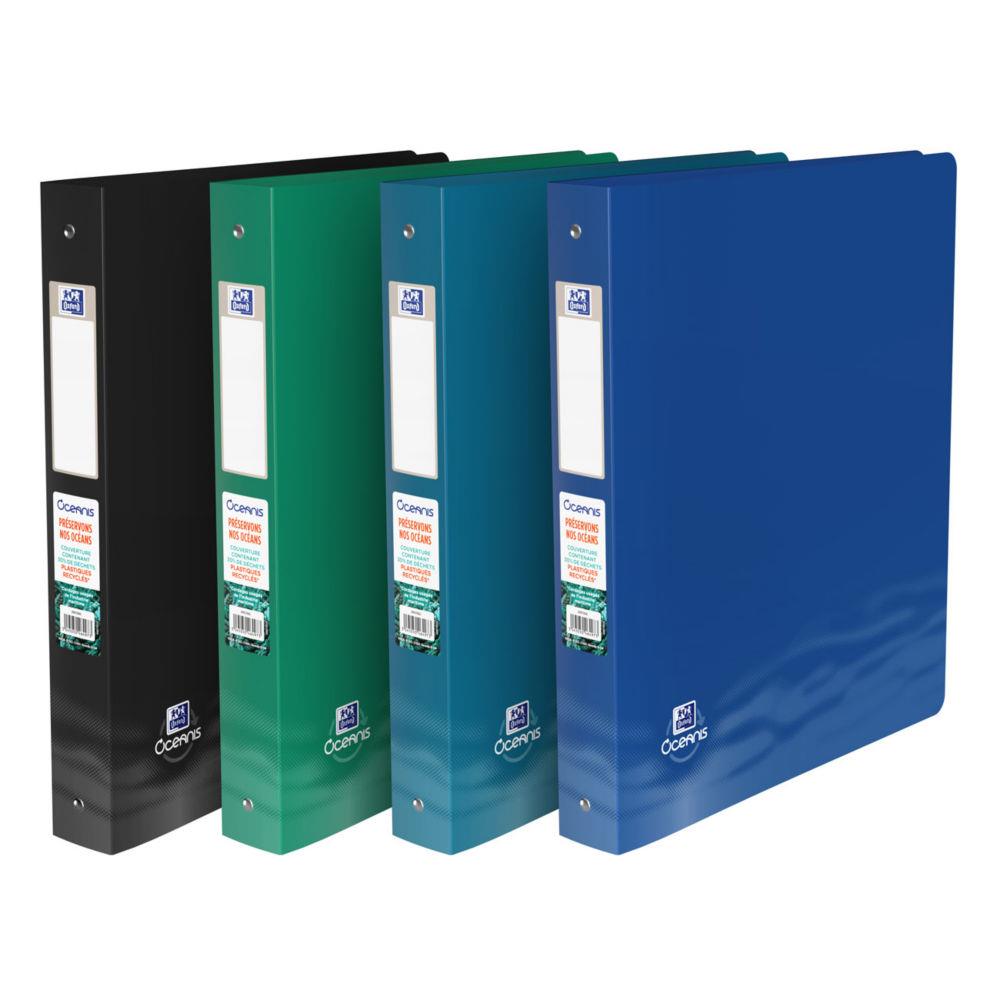 Classeur 4 anneaux Oxford A4 maxi Oceanis - Polypro recycl - Dos 4 cm - Assortis