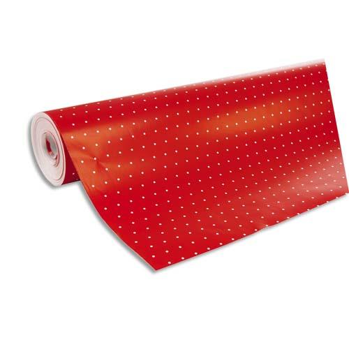 Rouleau de papier cadeau Clairefontaine - 80 g  - 50 x 0,7 m - rouge pois blanc