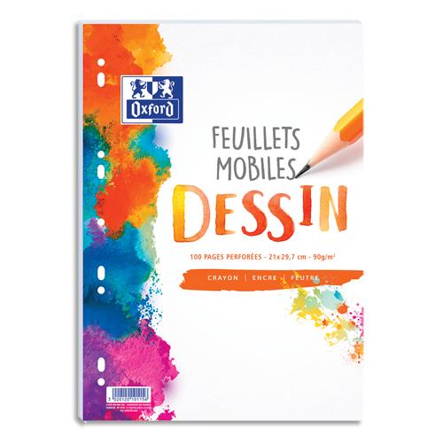 Feuillet mobile dessin Oxford School - A4 - 100 pages perfores