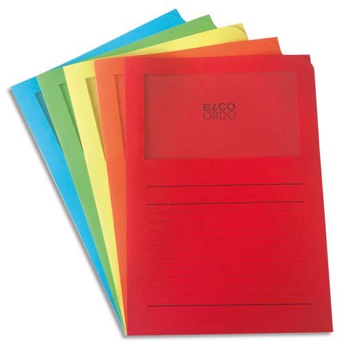 Pochettes coins Elco Ordo Elba - format 22x31cm -  fentre - 80g - coloris assortis - pochette de 10