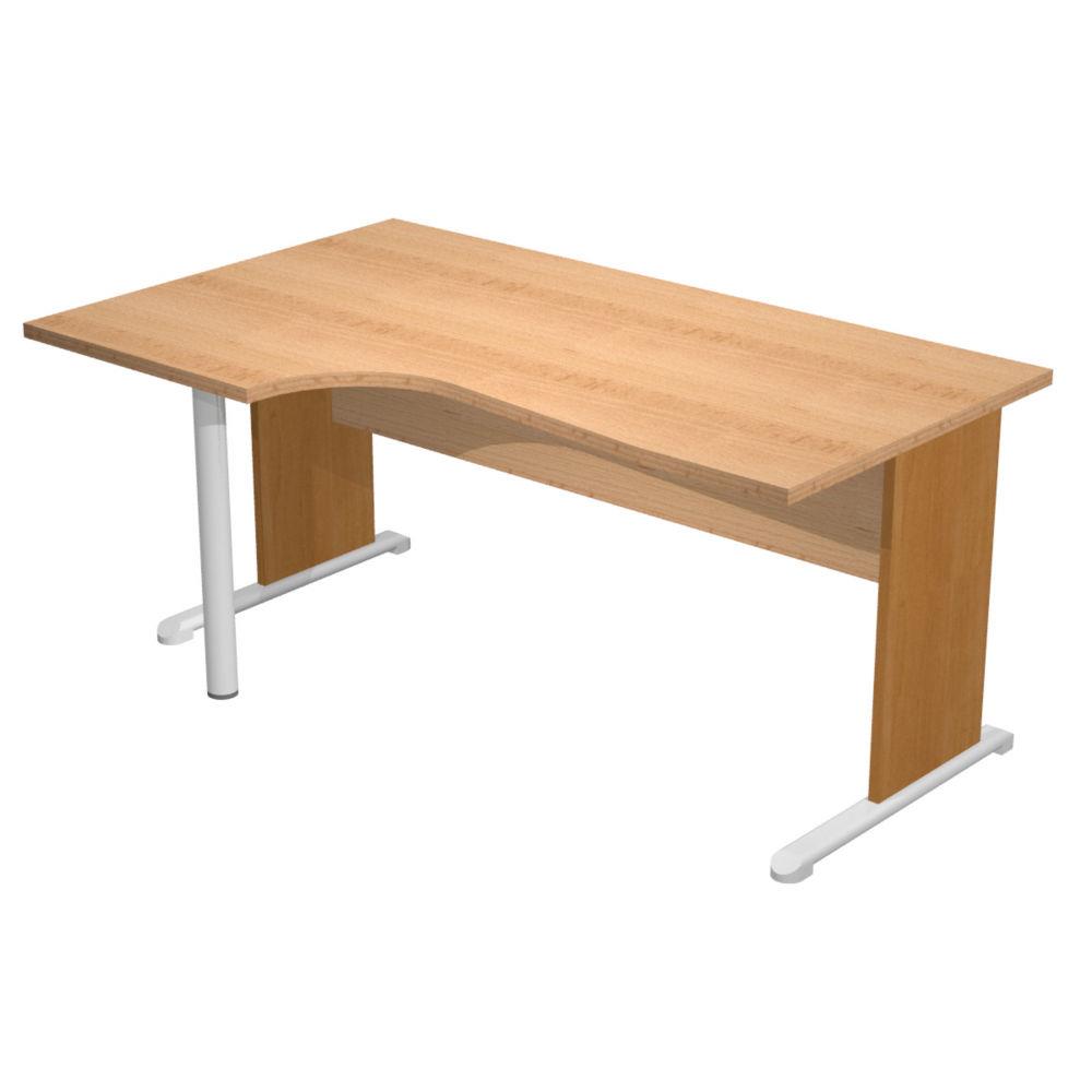 Bureau d'angle compact retour � gauche Pulse Bois - L160 x P100 cm - Plateau H�tre - Pieds L aulne