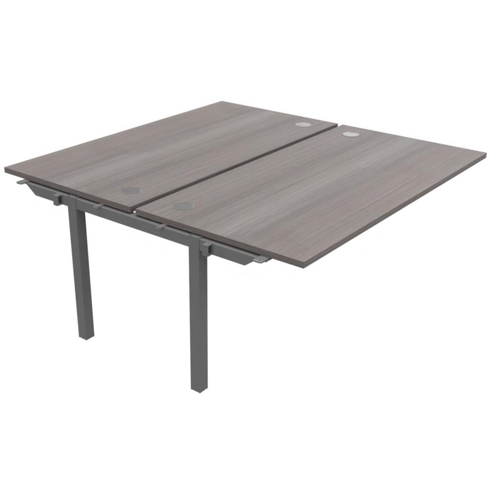 Bureau bench 2 postes Osmose suivant L160 x P163 cm Plateaux C�dre Pieds m�tal Aluminium