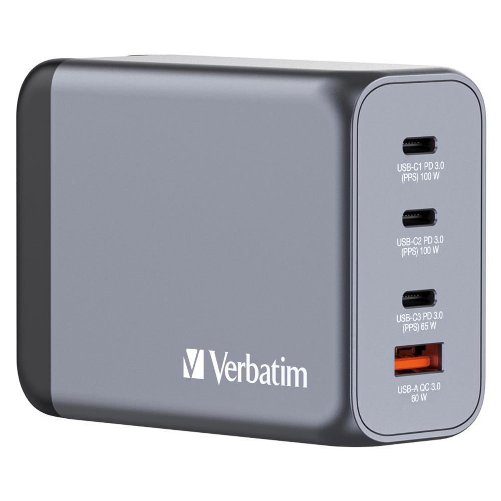 Chargeur secteur 4 ports Verbatim - 1x USB-A et 3x USB-C Quick Charge Power Delivery 200W - Noir