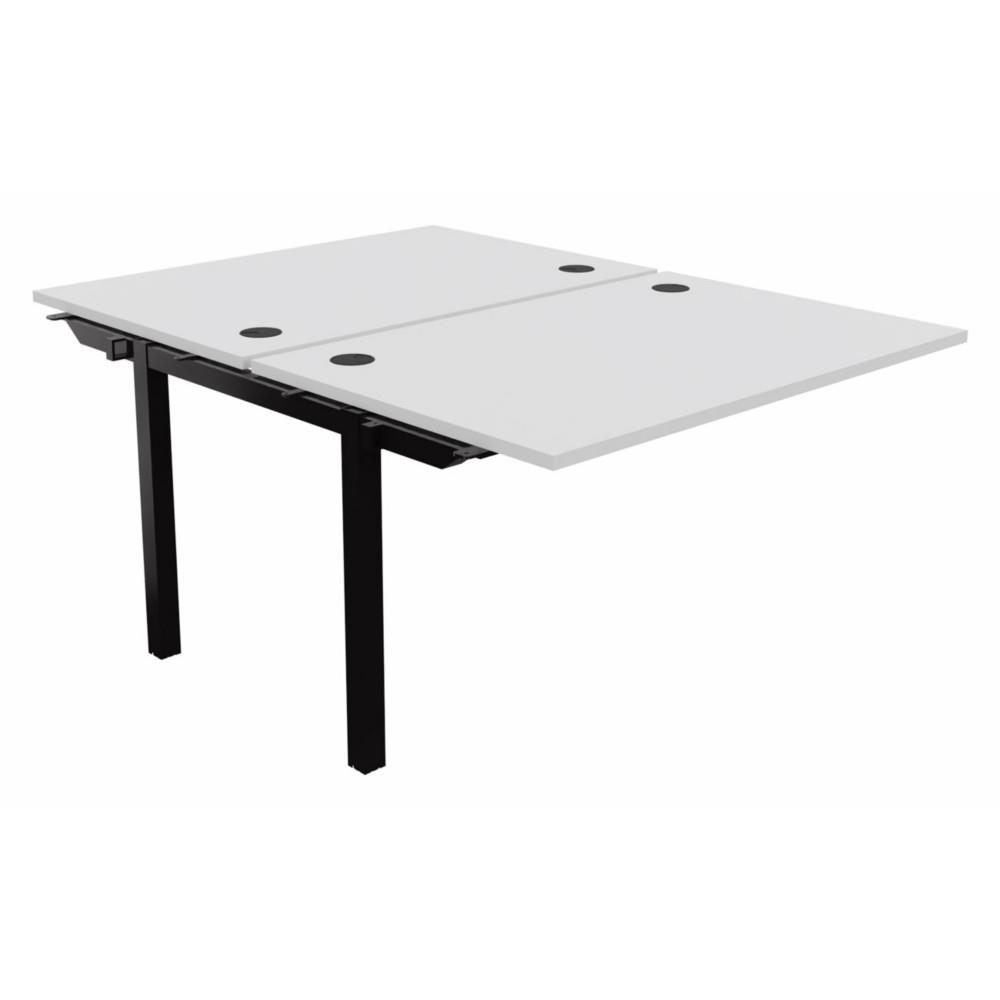 Bureau bench 2 postes Osmose suivant L120 x P163 cm Plateaux Blanc Pieds m�tal Noir