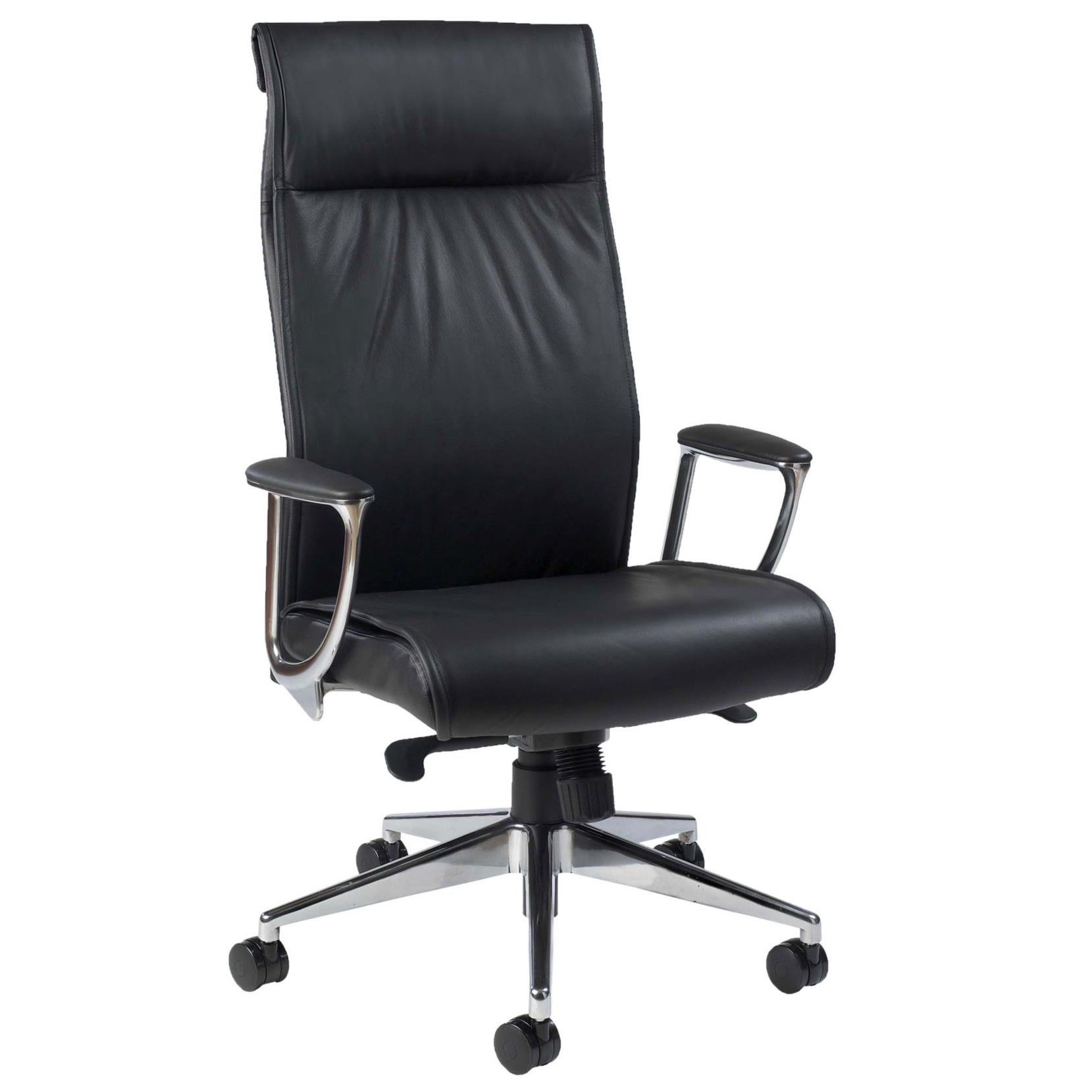 Fauteuil direction 3000 - cuir vritable - hauteur dossier 72 cm - noir
