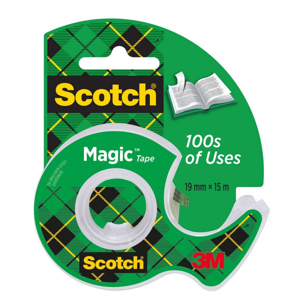 Ruban adhsif invisible Scotch Magic Tape - 19 mm x 15 m - sur dvidoir plastique