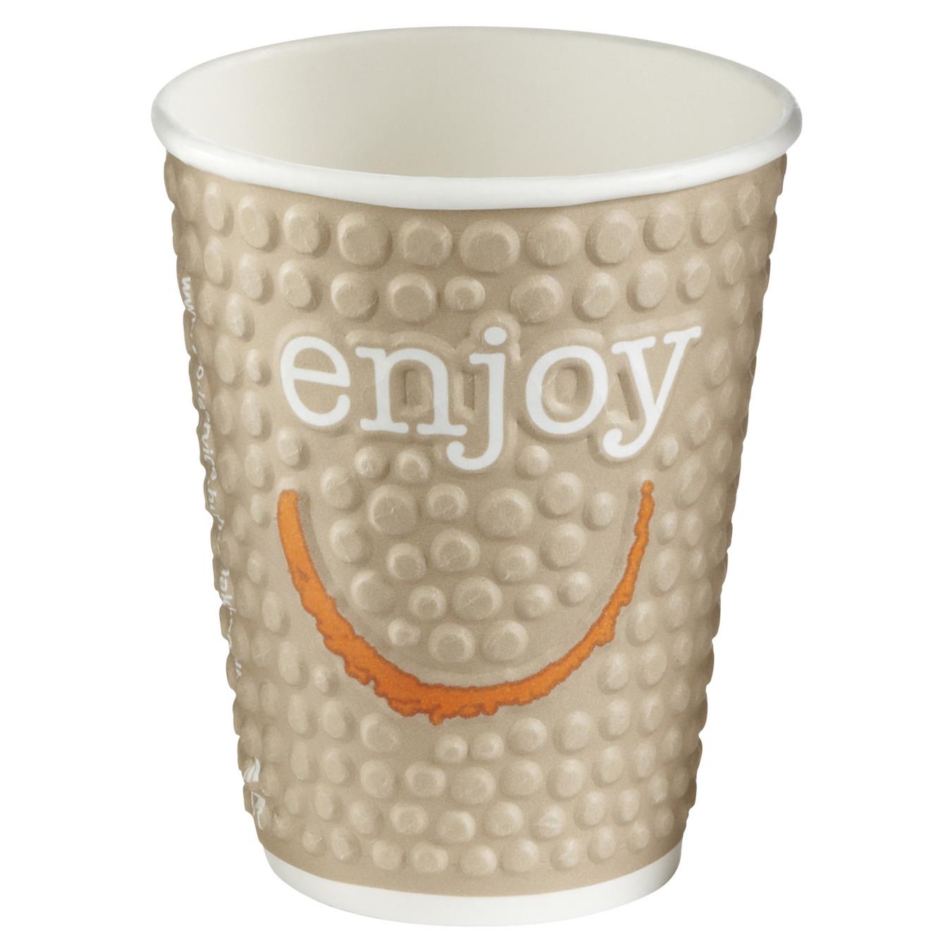 Gobelets boisson chaude / froide en carton recyclable Huhtamaki Enjoy - 250 ml - couleurs assorties - lot de 30