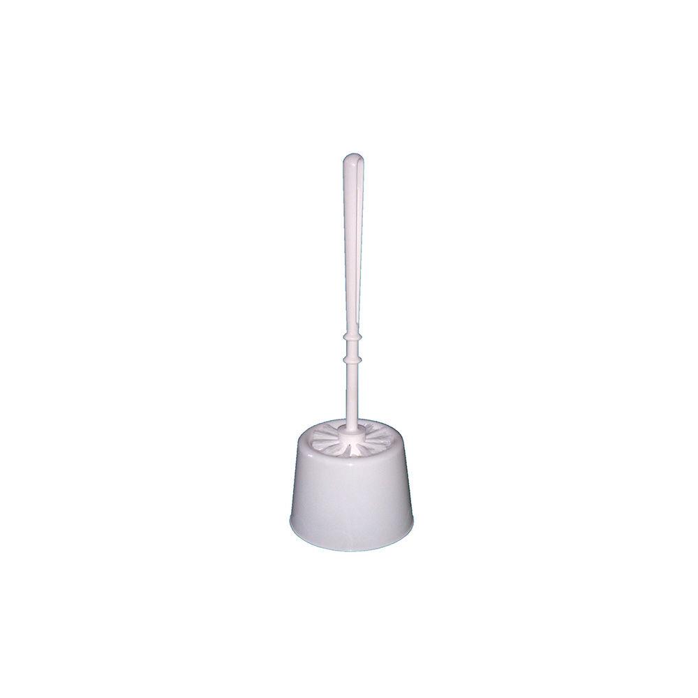 Ensemble brosse et porte-brosse WC en polypro - blanc