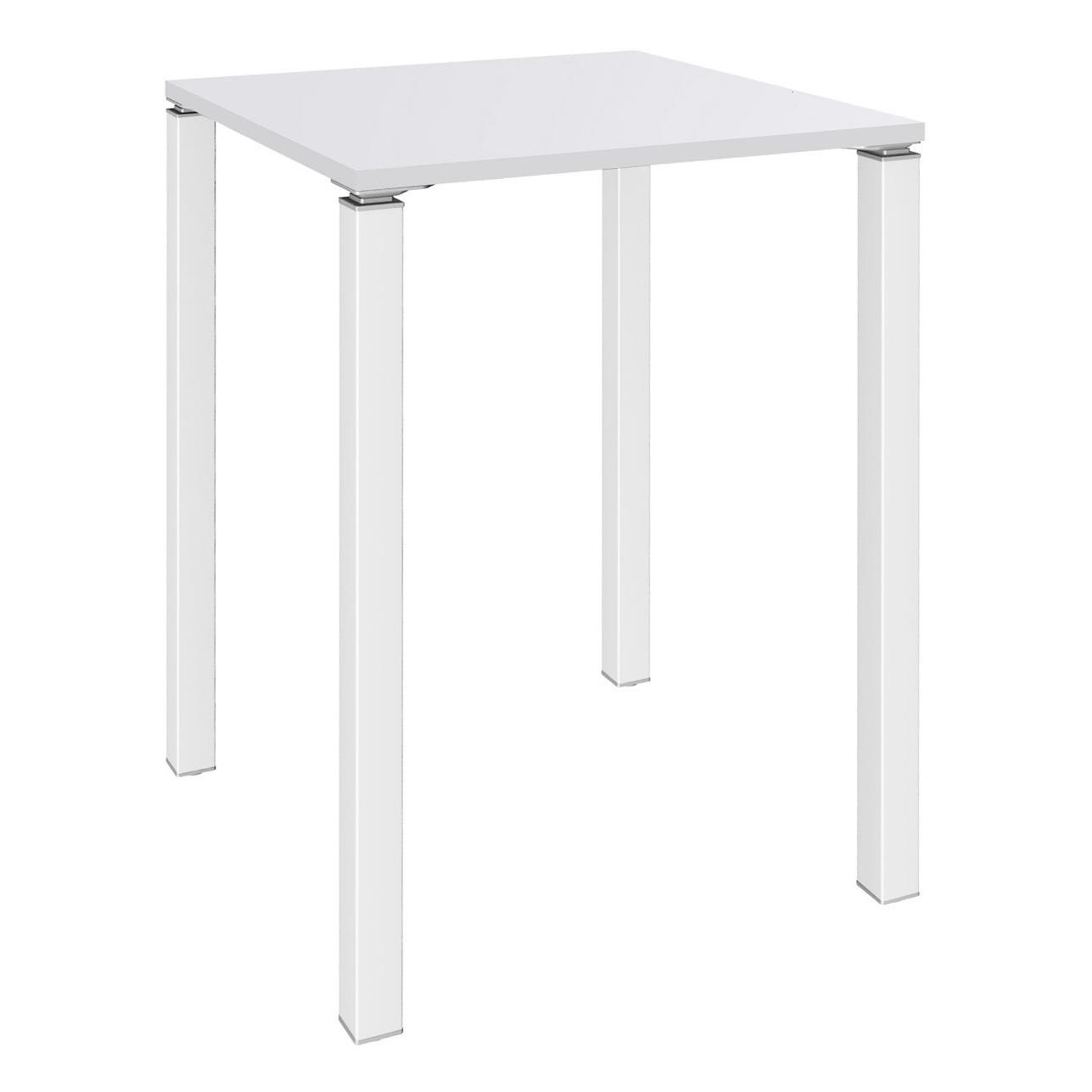 Table Lounge - 80 x 80 cm - hauteur 105 cm - plateau blanc - 4 pieds blancs