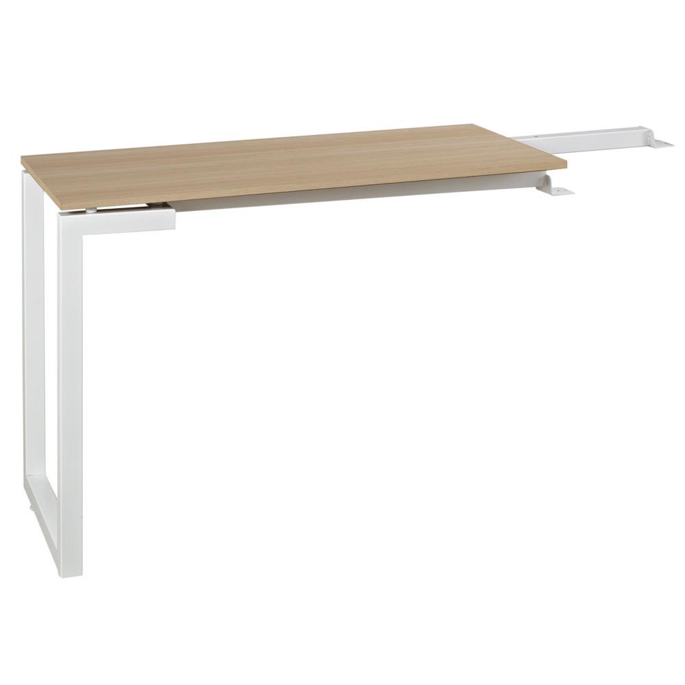 Retour de bureau Nexus - L99 x 45 cm - plateau ch�ne - pieds cadre m�tal blanc