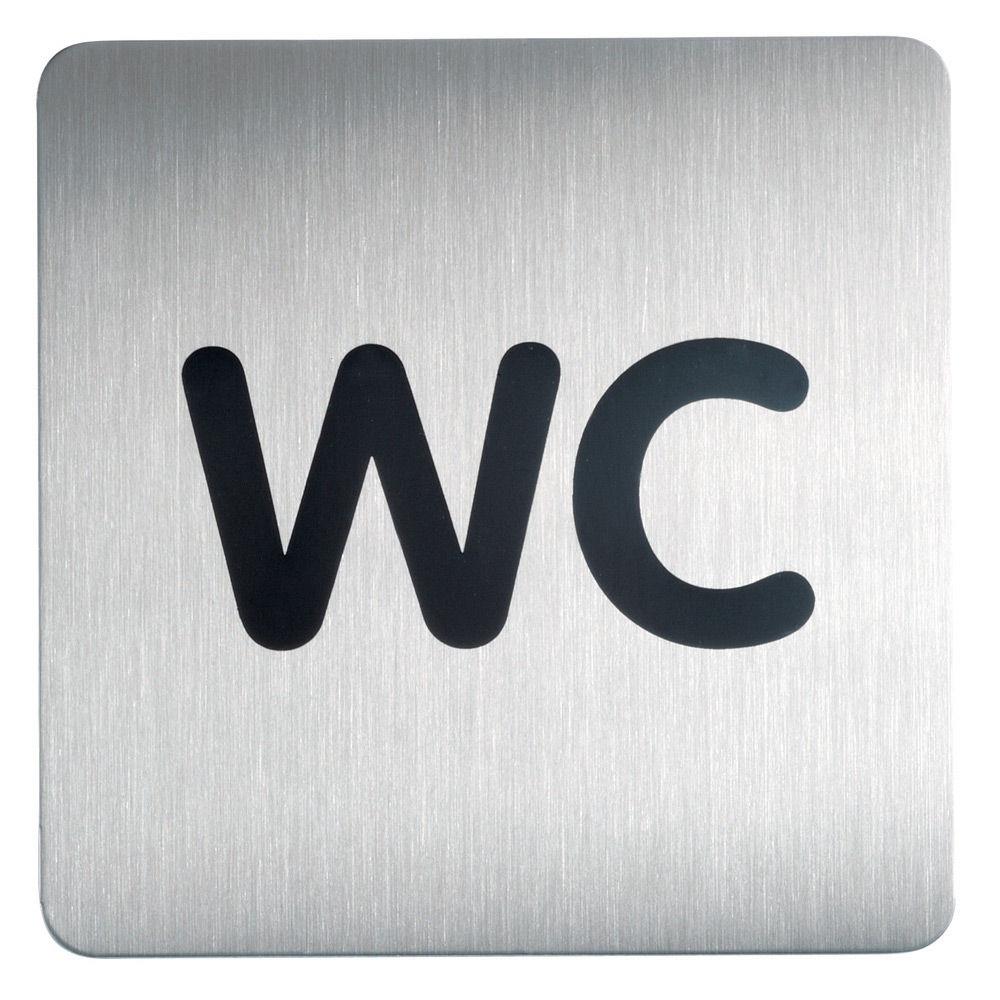 Plaques de signalisation WC argent m�tallis� - 15x15 cm