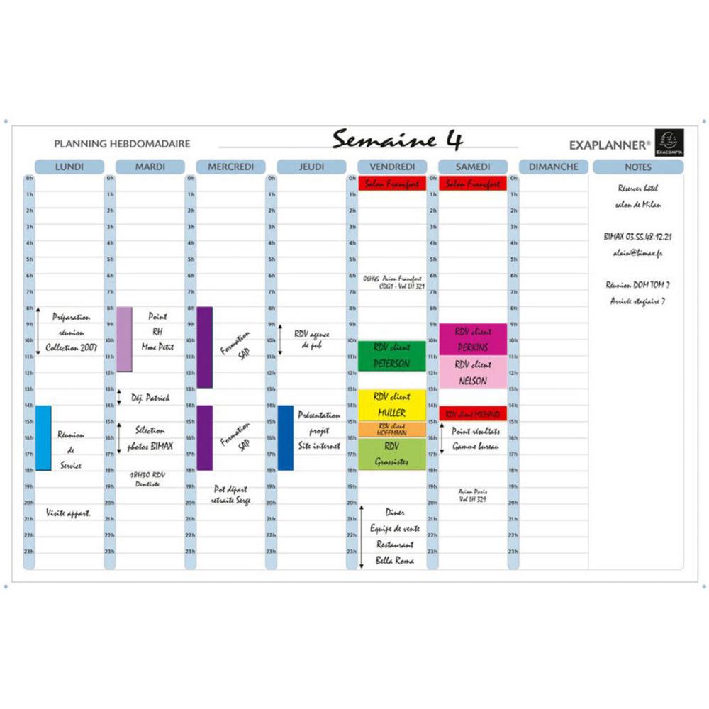 Planning magntique hebdomadaire Exacompta