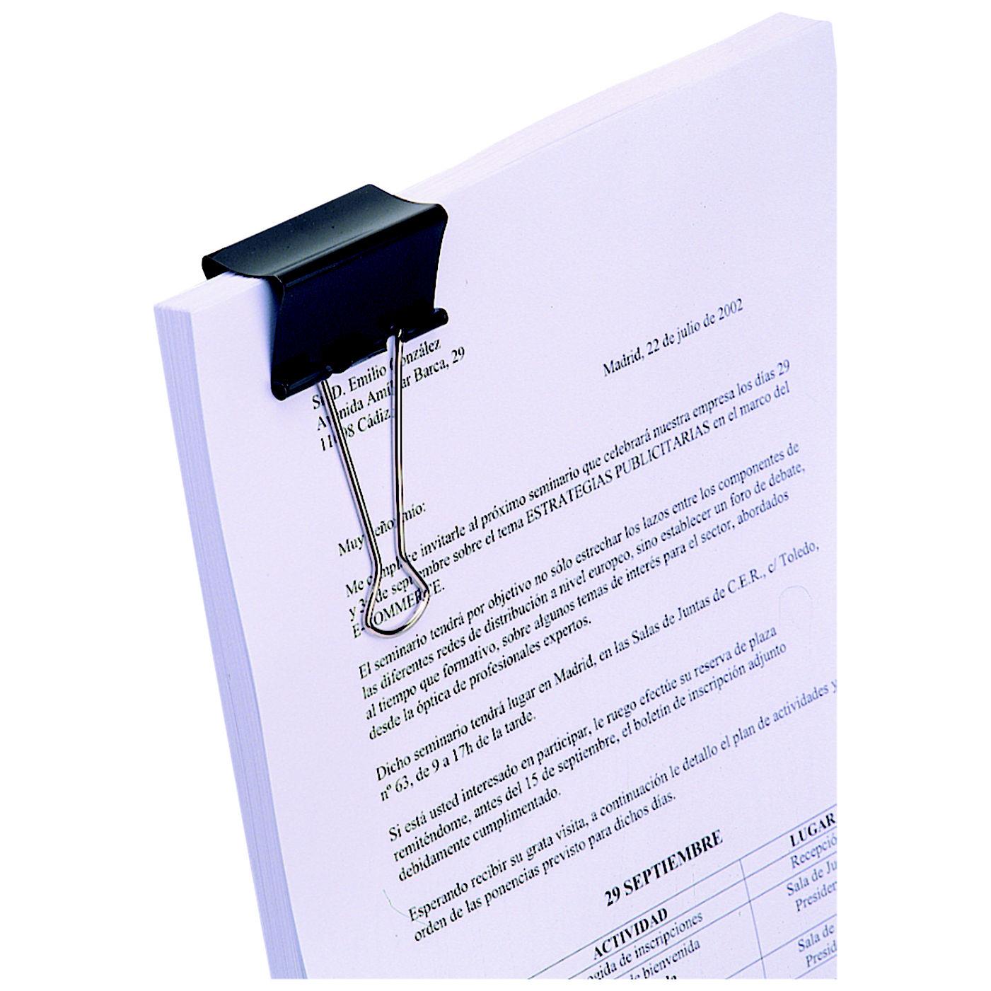 Pince double clip Raja - noire - 41 mm - capacit 100 feuilles - Bote de 12  (bote 12 units)