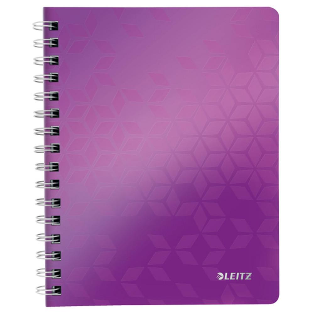 Cahier A5 Leitz quadrill� 5x5 Spiral� WOW - Couverture PP - 80 feuilles - Violet