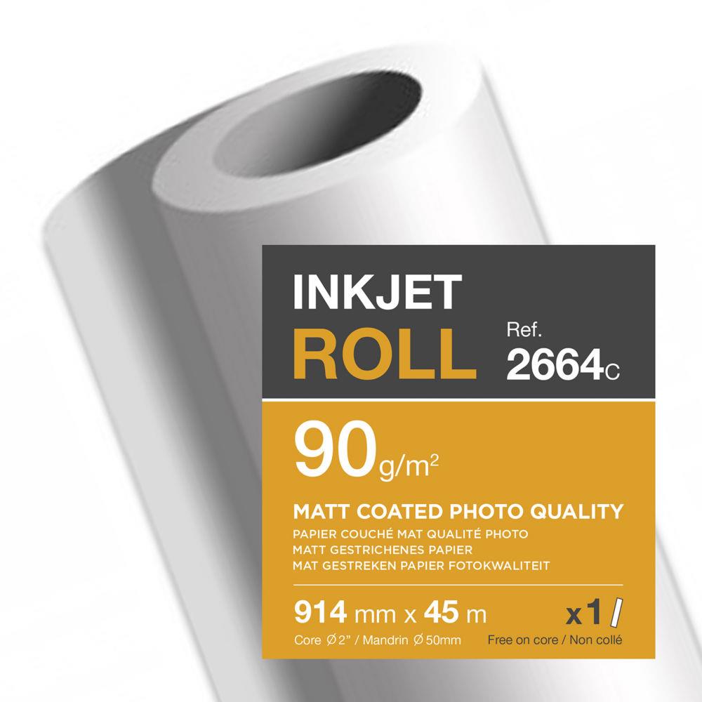 Bobine papier blanc Clairefontaine pour traceur - CIE153 - qualit photo - couch mat - 90g - 0,914mmx45m