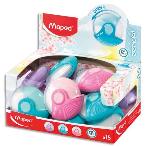 Gomme Maped Zenoa Plus avec tui de protection rotatif - Coloris assortis pastel alatoire