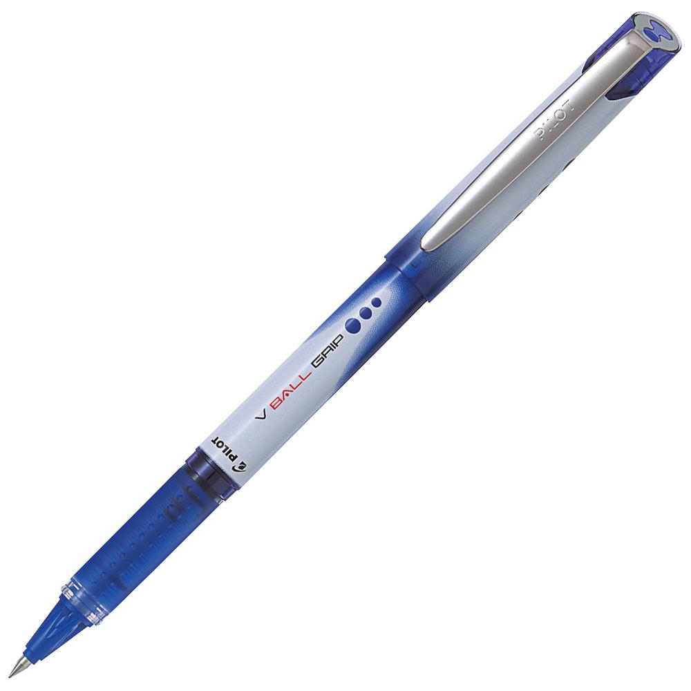 Lot De 12 Stylos Roller Pilot V-Ball - Pointe Métal 0,5 Mm - Encre Liquide Bleu - Écriture Fluide