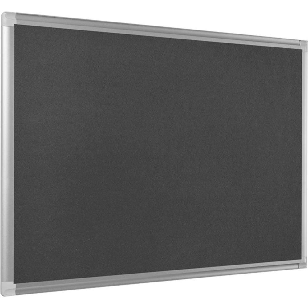 Tableau en feutrine Bi-Office New Generation Maya - surface grise - cadre en aluminium anodis gris - 1 800 x 1 200 mm