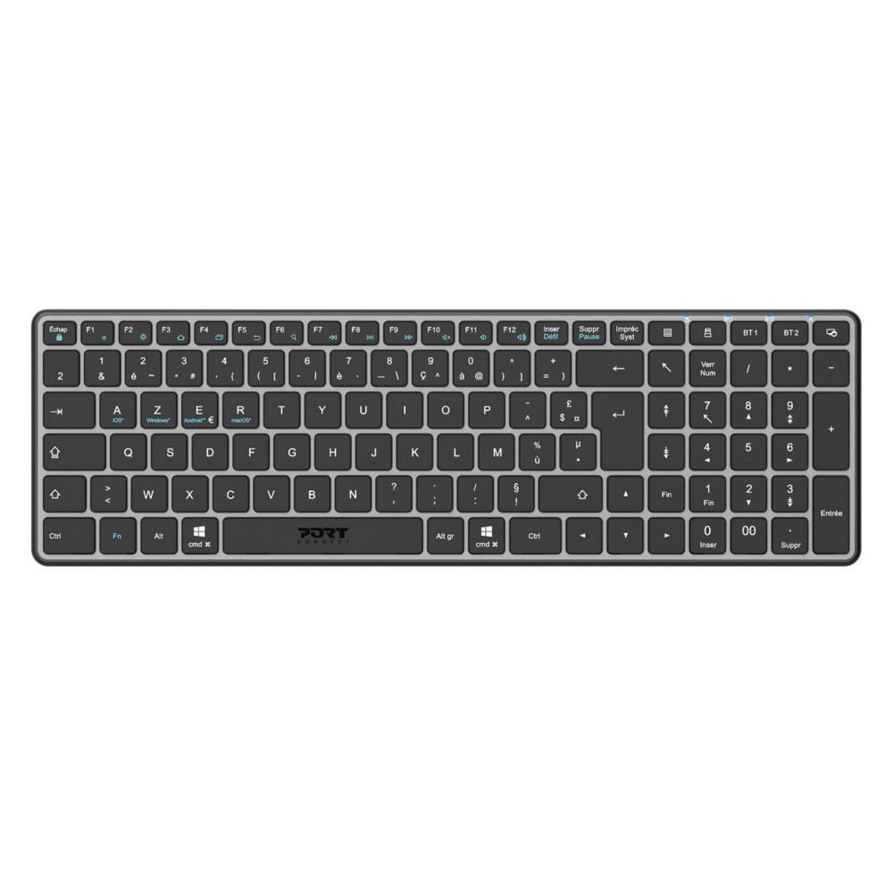 Port designs 911002fr clavier maison/bureau rf sans fil + bluetooth azerty franais noir, gris