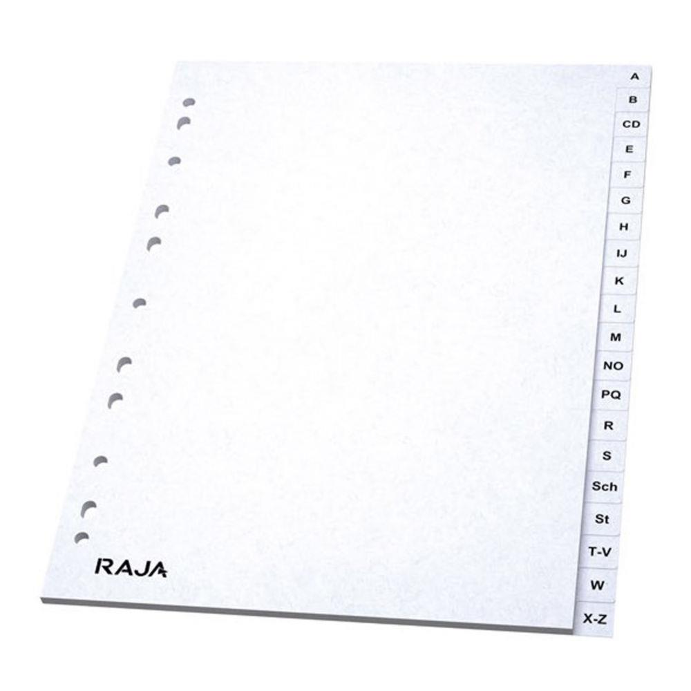 Intercalaires alphabtiques Raja - A4 - en carte blanche - 20 divisions couleur